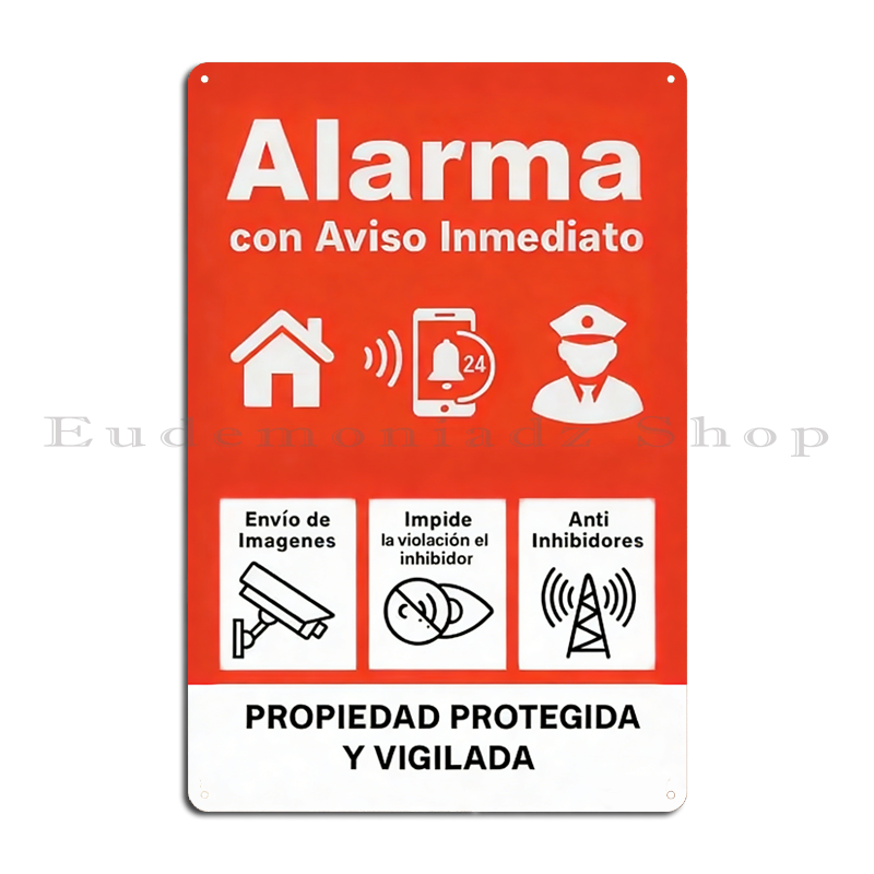 Home Improvement Hardware - Retro 24h Alarm System Metal Sign