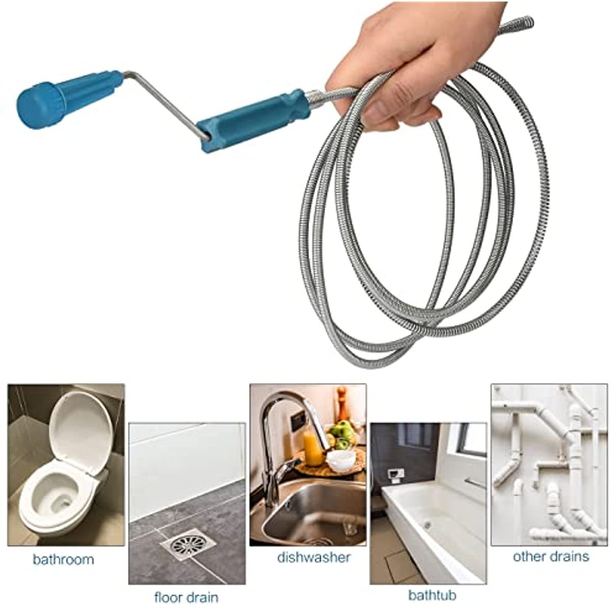 Plumbing Snake Drain - Telescopic Handle Flexible Steel Drain Cleaner