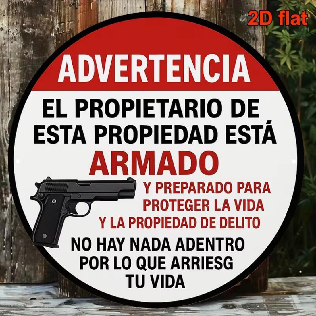 Home Improvement Hardware - Vintage Round Metal Tin Sign, Spanish
