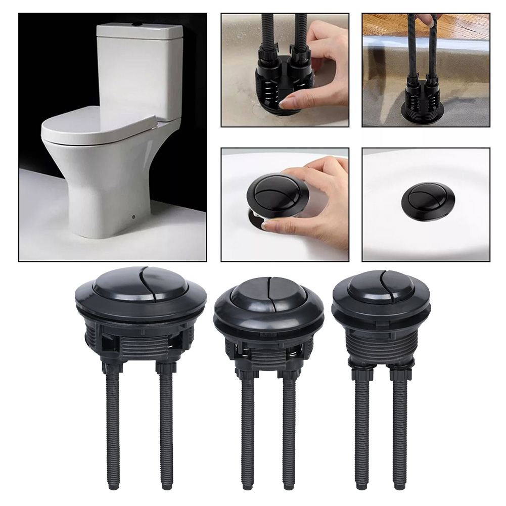 Toilet Flush Valve - Black Toilet Flush Button 38mm Dual