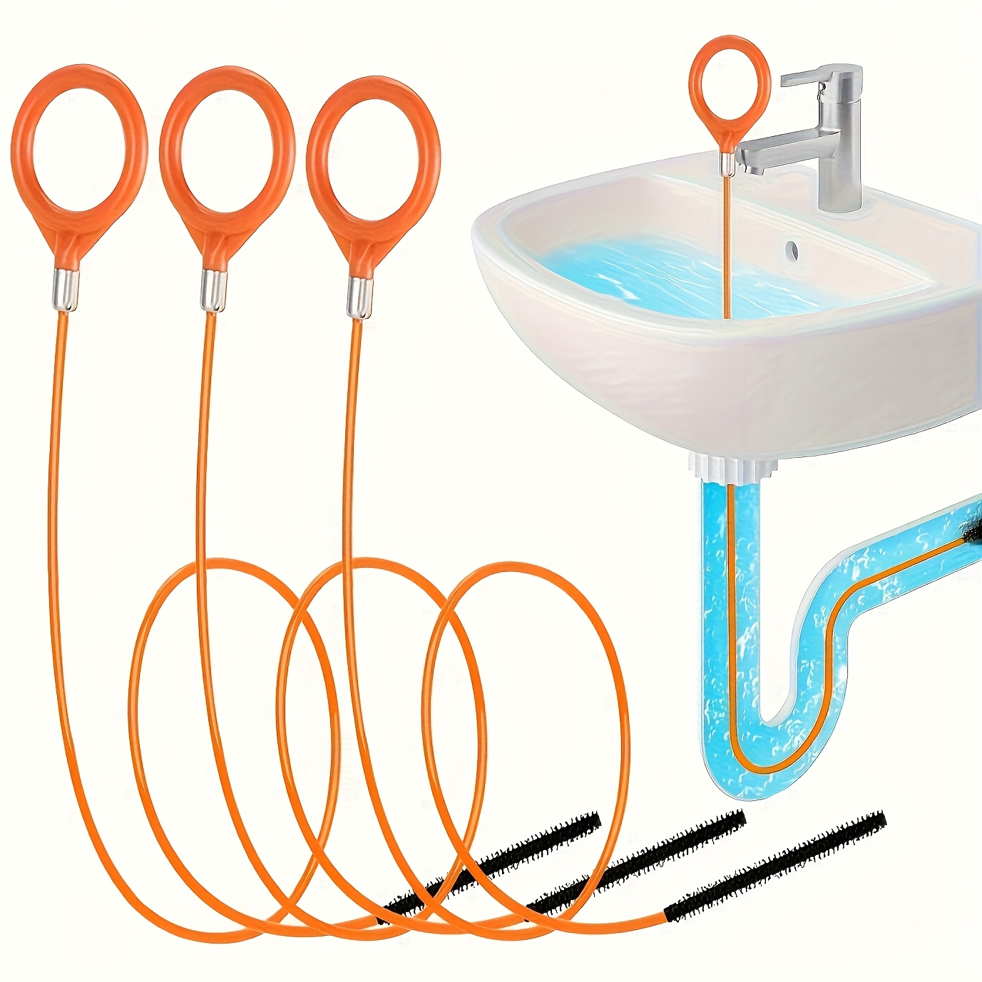 Plumbing Snake Drain - Sink Snake Hair Remover Tool, Flexible,