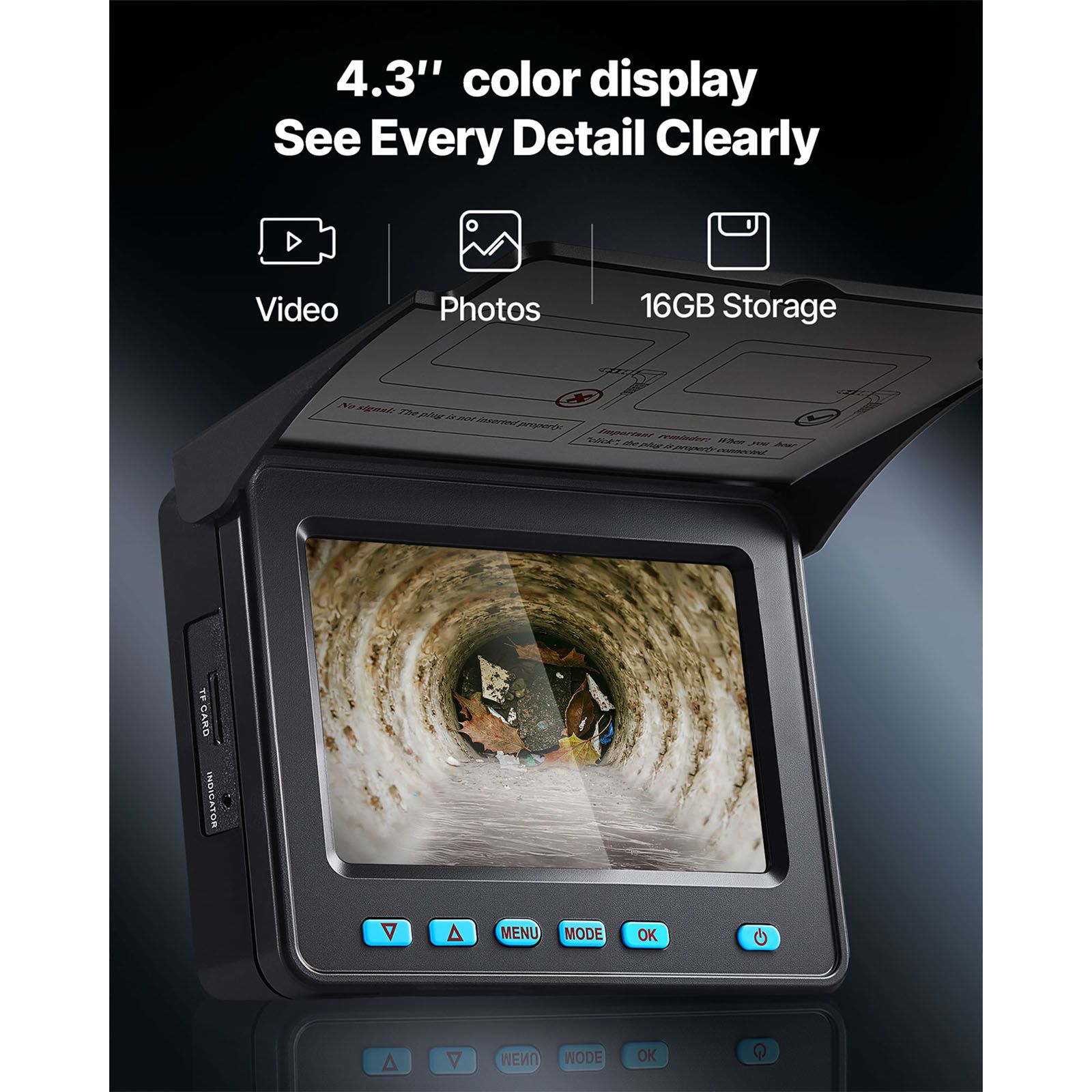 Sewer Camera, 98 ft/30m, 4.3