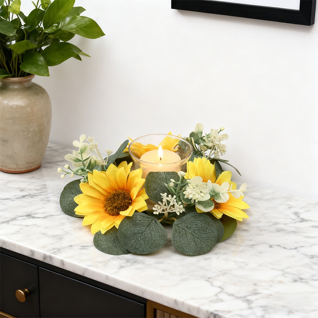Artificial Sunflower Wreath Li - đánh giá và giá Home Improvement Store